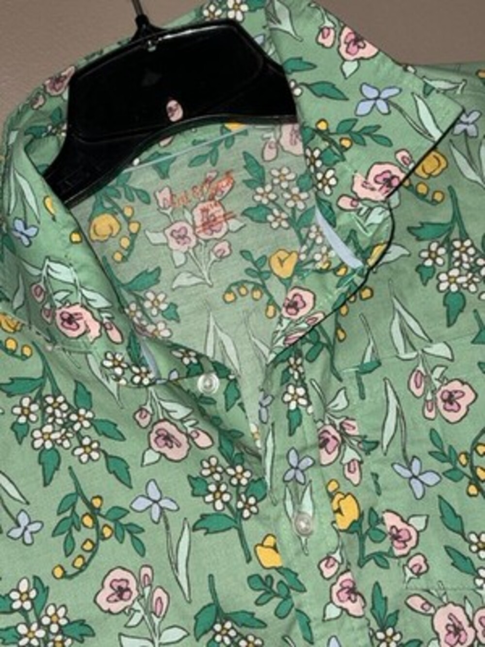 NWT Cat & Jack Green Floral Print Long Sleeve Button Up Girl/boy Size XL 14 - Picture 3 of 5